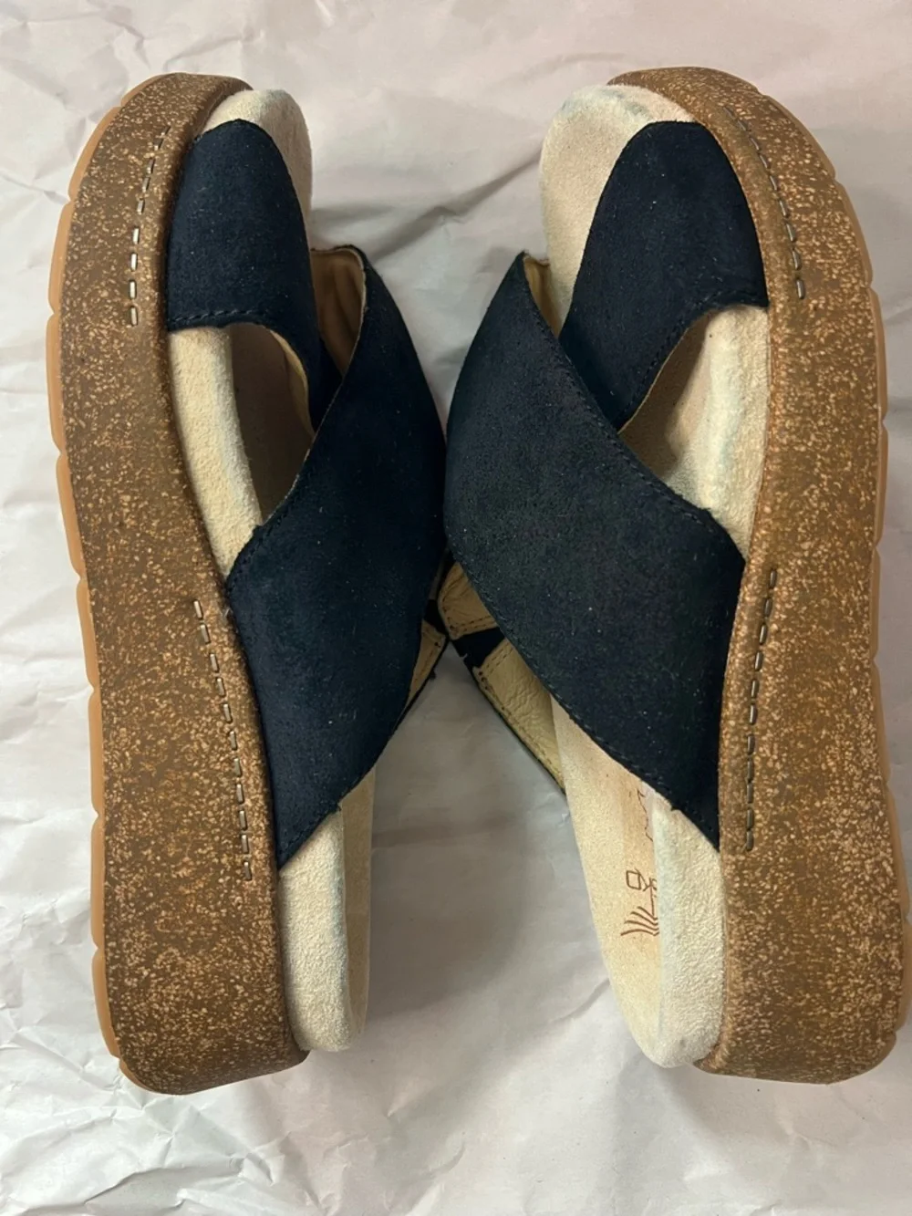 Dansko Bridget Platform Wedge Slide Sandal in Black Size 38/7-7.5